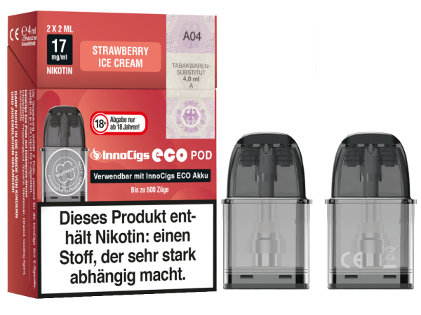 InnoCigs - Eco Pod Strawberry Ice Cream 17mg/ml (2 Stück pro Packung)